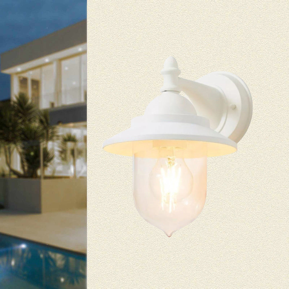 Lanterna da parete applique per giardino facciate terrazzo stile retrò lampada da muro grigio e bianco  E27 IP44