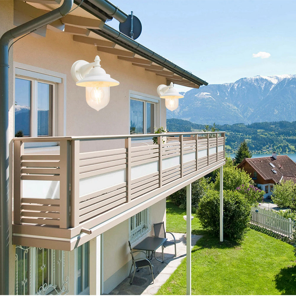 Lanterna da parete applique per giardino facciate terrazzo stile retrò lampada da muro grigio e bianco  E27 IP44