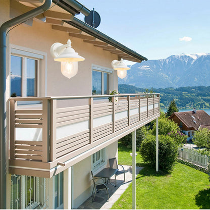 Lanterna da parete applique per giardino facciate terrazzo stile retrò lampada da muro grigio e bianco  E27 IP44