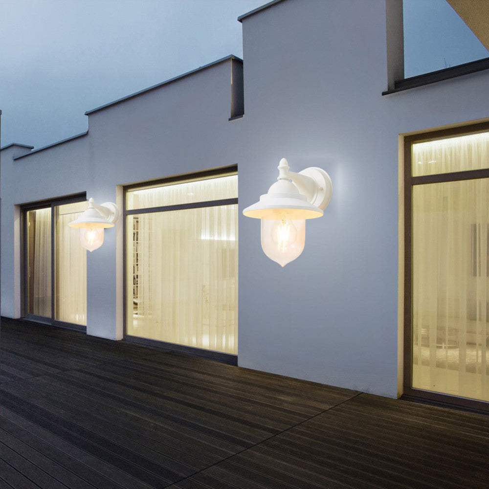 Lanterna da parete applique per giardino facciate terrazzo stile retrò lampada da muro grigio e bianco  E27 IP44