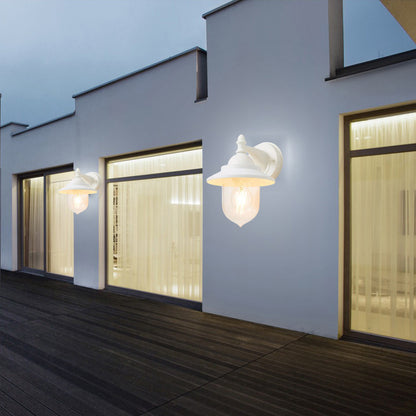 Lanterna da parete applique per giardino facciate terrazzo stile retrò lampada da muro grigio e bianco  E27 IP44