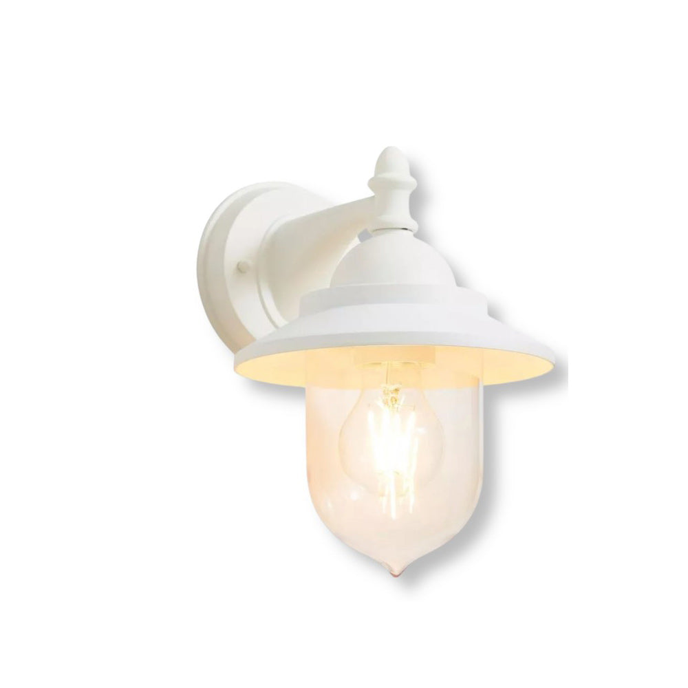 Lanterna da parete applique per giardino facciate terrazzo stile retrò lampada da muro grigio e bianco  E27 IP44