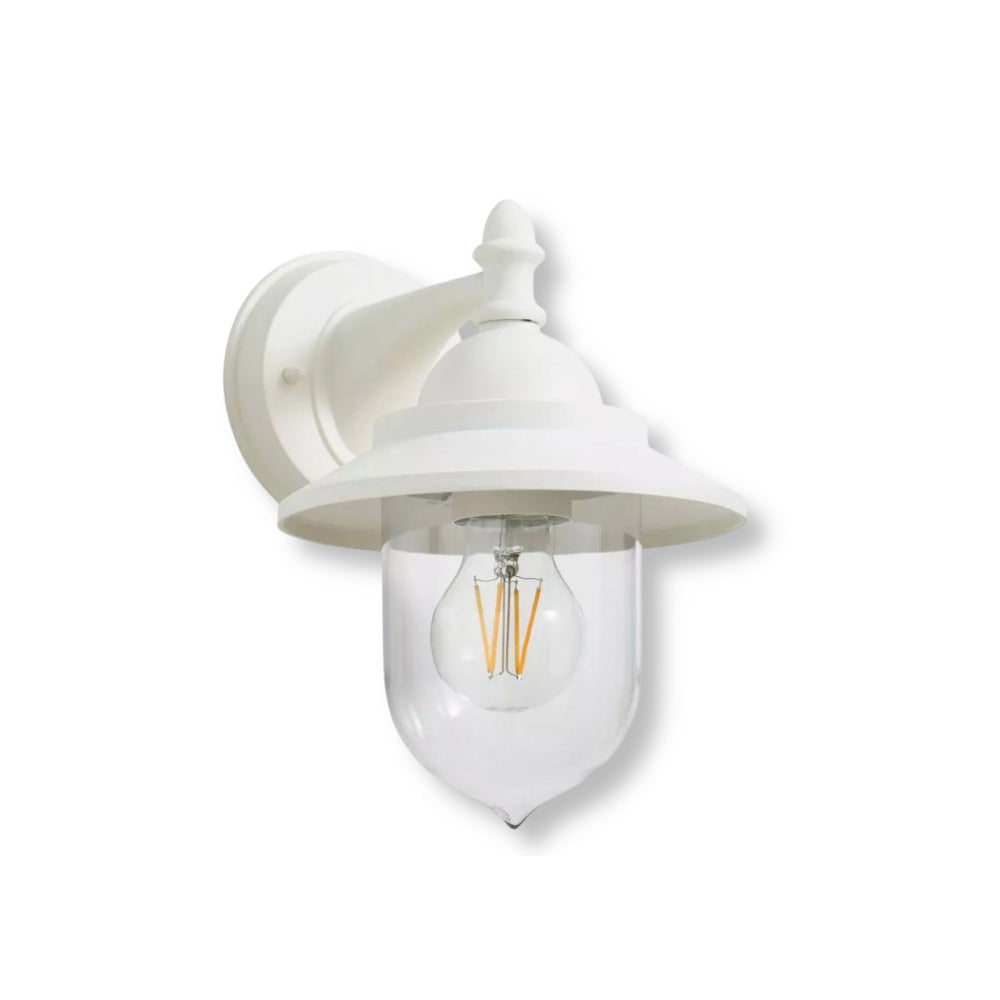 Lanterna da parete applique per giardino facciate terrazzo stile retrò lampada da muro grigio e bianco  E27 IP44