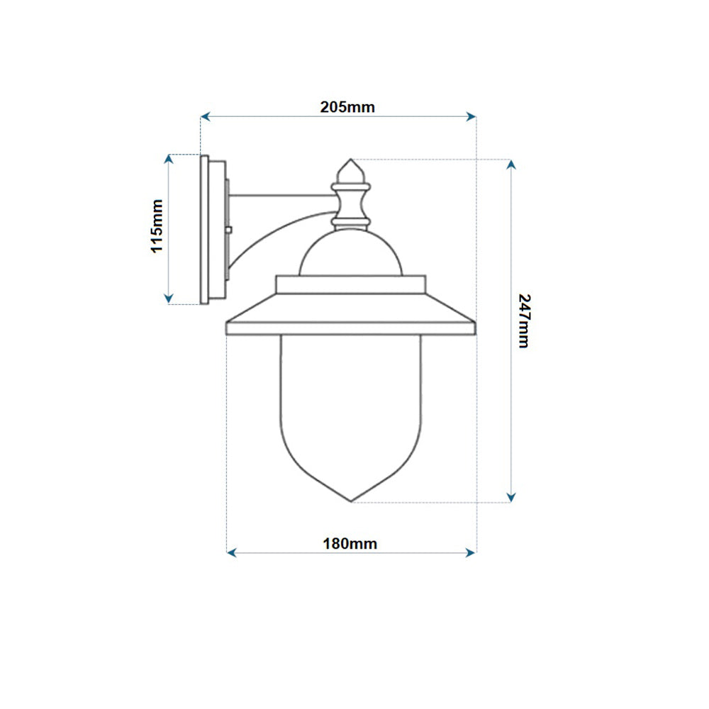 Lanterna da parete applique per giardino facciate terrazzo stile retrò lampada da muro E27 IP44