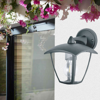 Applique lanterna da parete per giardino  grigio e bianco E27 IP44