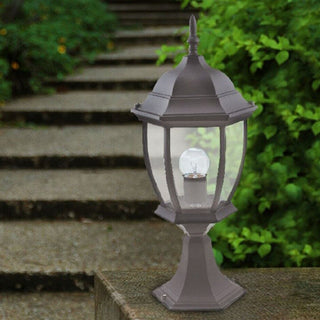 Lampione da giardino da terra lanterna alluminio e vetro E27