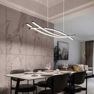 Lampadario LED sospensione 42 Watt nero luce calda moderna