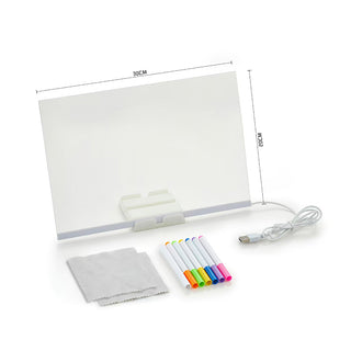 Lavagna acrilica cancellabile luce led calda cavalletto 7 colori USB