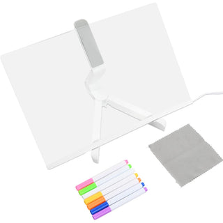 Lavagna acrilica cancellabile luce led calda cavalletto 7 colori USB