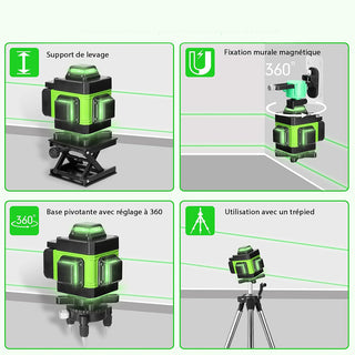 Livella laser 16 linee verde con cavalletto 2 batterie e telecomando