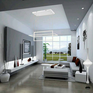 Lampadario led geometrico 56 watt 2 rettangoli luce 6500K 3000K 4000k