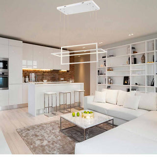 Lampadario led geometrico 56 watt 2 rettangoli luce 6500K 3000K 4000k