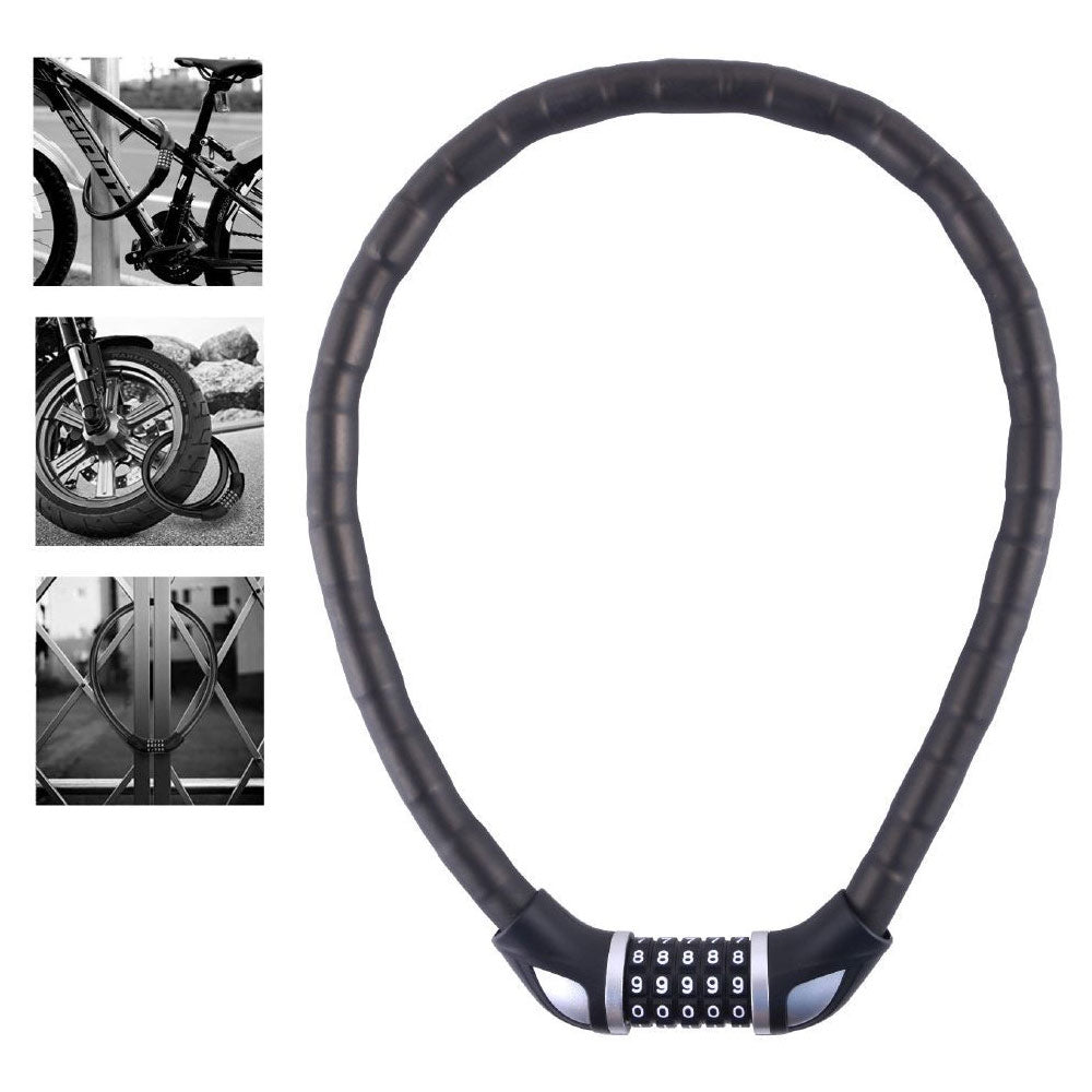 Lucchetto a cavo per moto scooter bicicletta rivestito in vinile con combinazione numerica 80 cm