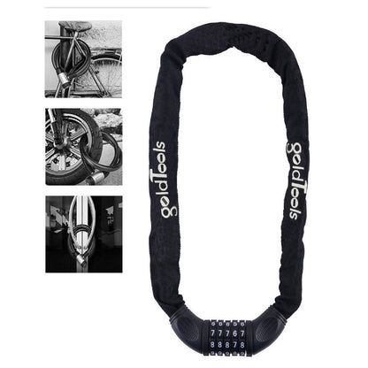 Lucchetto a catena in acciaio rivestito in tessuto con combinazione numerica per moto scooter bicicletta 90 cm