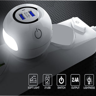 Luce LED notturna dimmerabile touch caricabatteria 2 usb