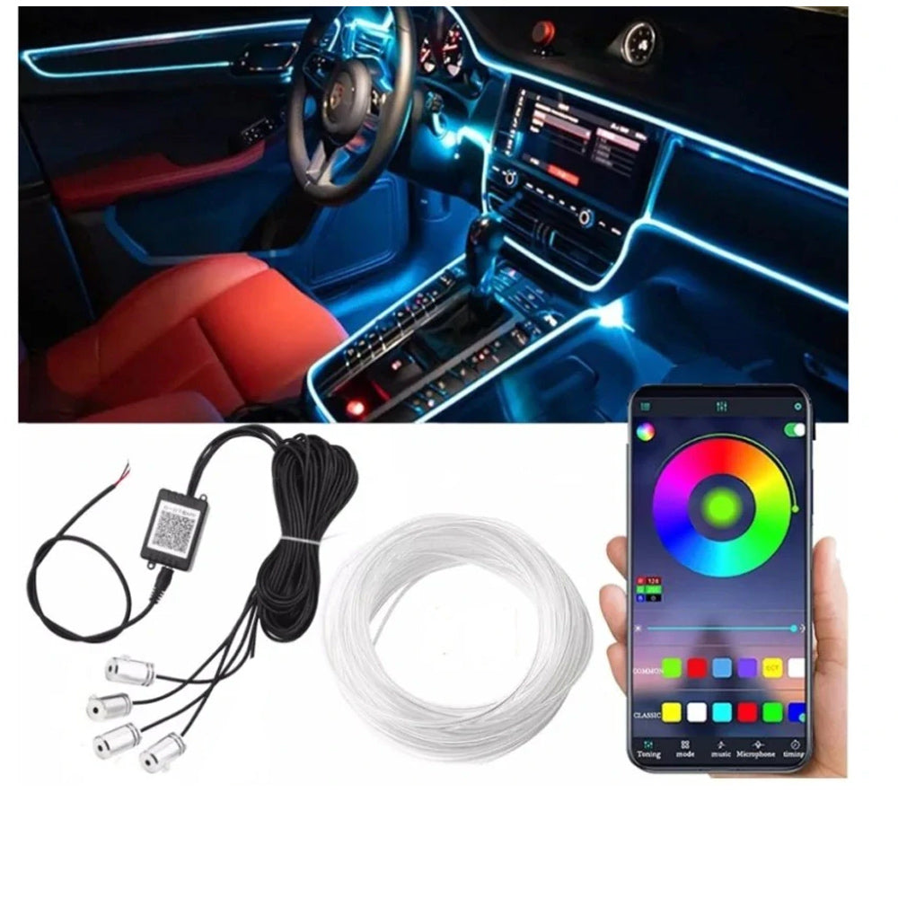 Led Auto Interni, Striscia LED Auto Interni con Porta USB Controllo APP, Accessori per Auto RGBIC Luci Ambiente Auto con Cambio di Colore, Sincronizzazione Musicale e Modalità fai da te