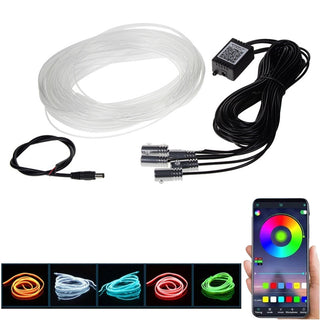 Strip led rgb per interno auto 6 metri fibra ottica con APP