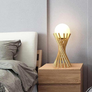 Lampada da tavolo tubolare in metallo bronzo con una sfera opaca G9