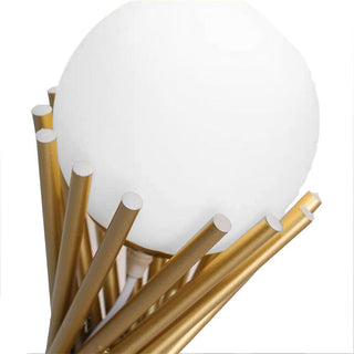 Lampada da tavolo tubolare in metallo bronzo con una sfera opaca G9