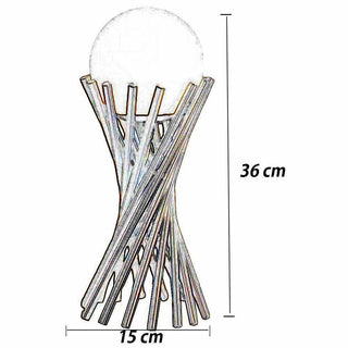 Lampada da tavolo tubolare in metallo bronzo con una sfera opaca G9