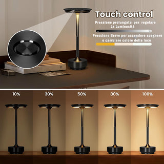 Lampada da tavolo 3 Watt rincarabile touch dimmerabile tecnologia CCT