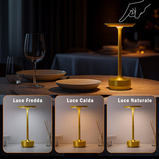 Lampada da tavolo 3 Watt rincarabile touch dimmerabile tecnologia CCT