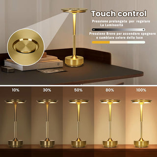 Lampada da tavolo 3 Watt rincarabile touch dimmerabile tecnologia CCT