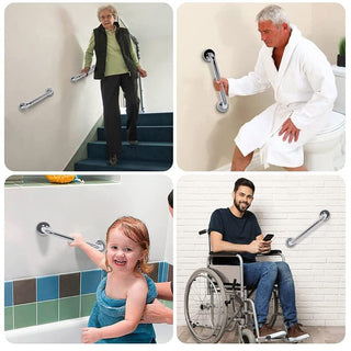 Maniglione di sicurezza da bagno in metallo cromato supporto da parete
