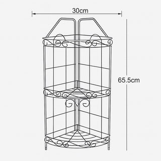 Mensola da bagno angolare da appoggio a 3 ripiani in acciaio bianco