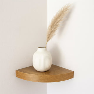 Mensola angolare da parete a scomparsa in MDF colore legno naturale
