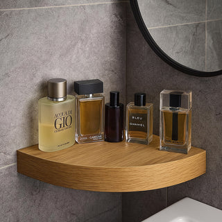 Mensola angolare da parete a scomparsa in MDF colore legno naturale