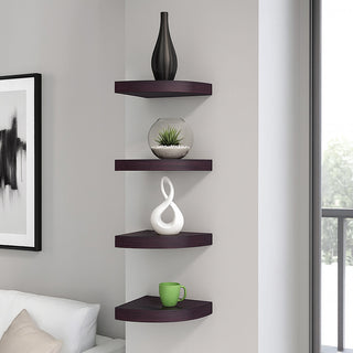 Mensola angolare wengè con reggimensola a scomparsa in Legno MDF