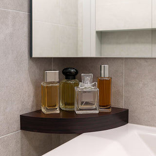 Mensola angolare wengè con reggimensola a scomparsa in Legno MDF