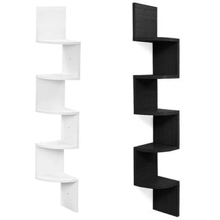 Mensola in legno MDF angolare scaffale verticale 5 ripiani a zig zag