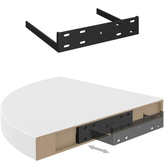 Mensola angolare bianca 23x23x4 cm con reggimensola a scomparsa