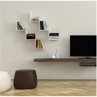 Mensola a zig zag in legno mdf rovere sbiancato 3 ripiani