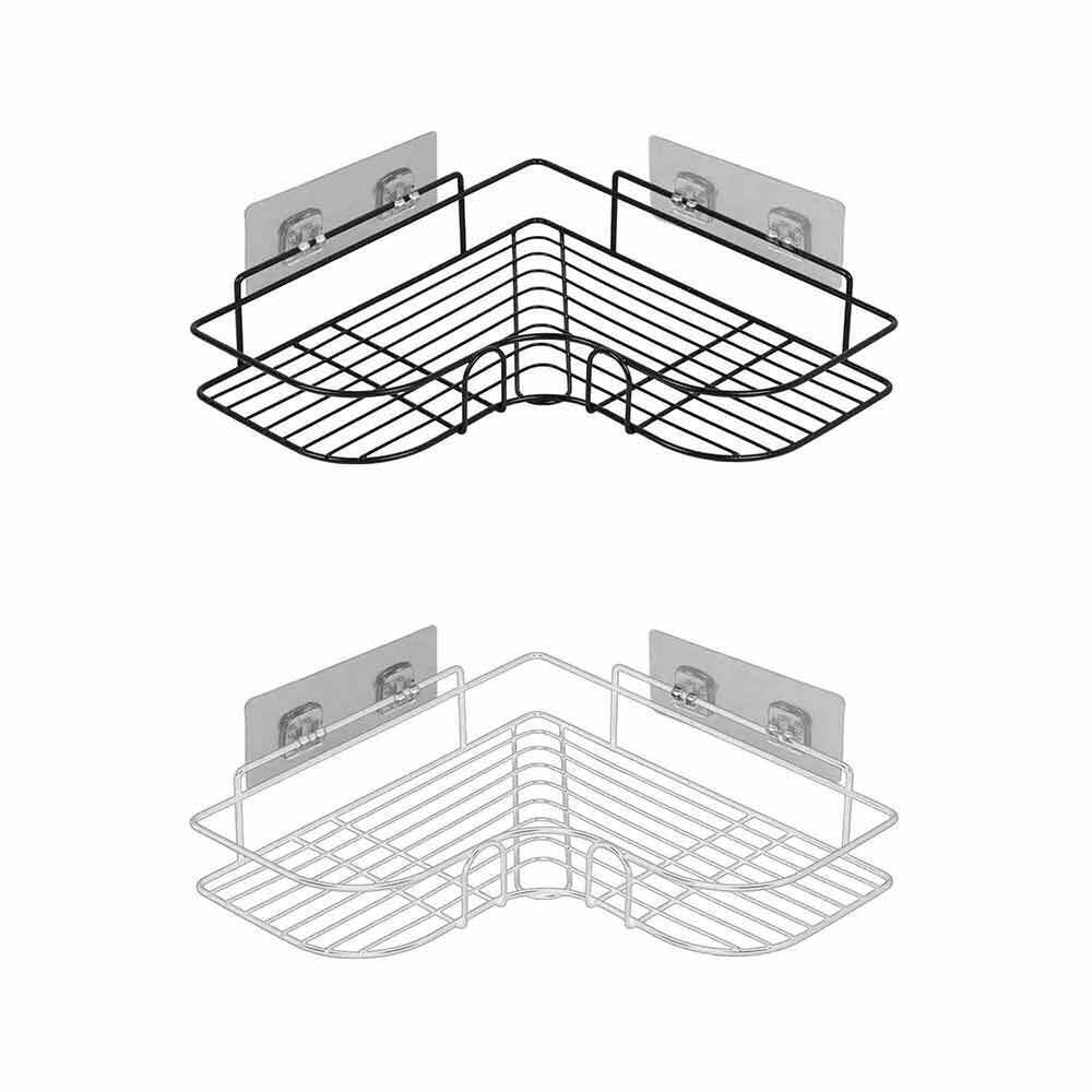 Mensola angolare adesiva senza fori in metallo da parete per bagno doccia portaoggetti sapone