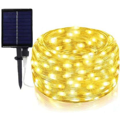 Filo led 30 metri 300 micro led stringa a pannello solare con picchetto catena di luce per decorazioni natalizie giardino vari colorazioni di luce