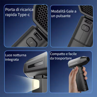 Mini soffiatore ricaricabile con display 5 velocità 1 velocità speed