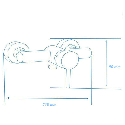 Rubinetto per bagno ultra moderno cromato lucido miscelatore per box doccia modello Ray Silver