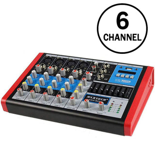 Mixer audio professionale 6 canali 4 ingressi microfono XLR phantom