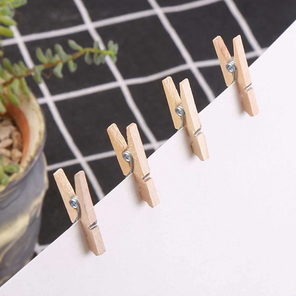 Mollette in legno portafoto mollettine colorate e legno chiaro 3.5 cm clip per decorazione regali 100 pezzi
