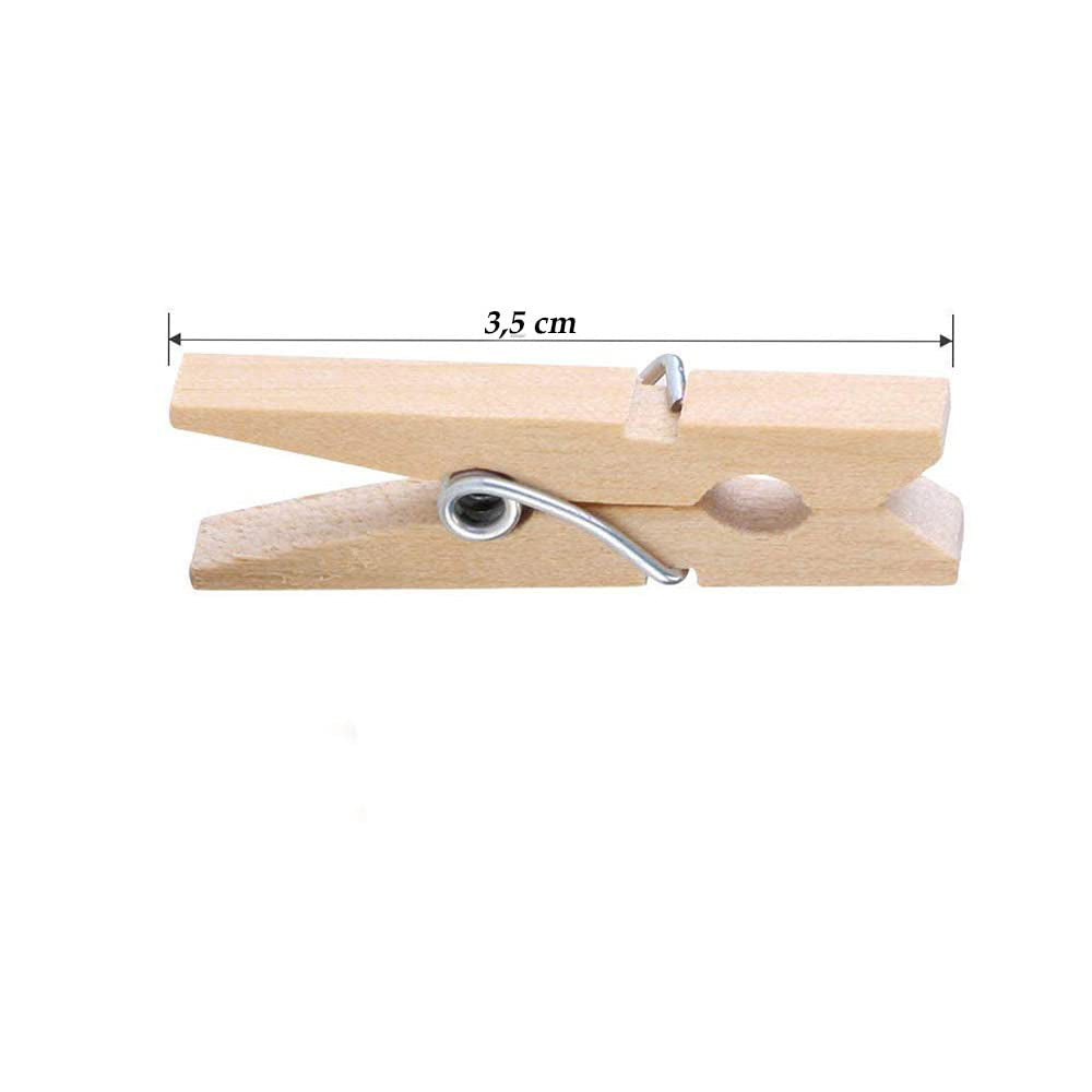Mollette in legno portafoto mollettine colorate e legno chiaro 3.5 cm clip per decorazione regali 100 pezzi