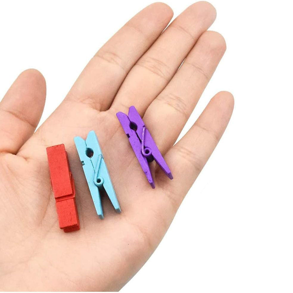 Mollette in legno portafoto mollettine colorate e legno chiaro 3.5 cm clip per decorazione regali 100 pezzi