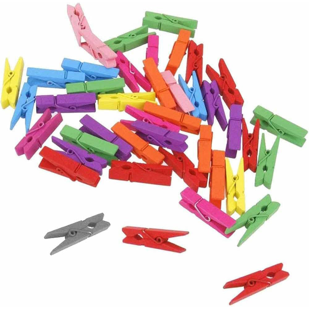 Mollette in legno portafoto mollettine colorate e legno chiaro 3.5 cm clip per decorazione regali 100 pezzi