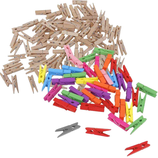 Mollette in legno portafoto mollettine colorate e legno chiaro 3.5 cm clip per decorazione regali 100 pezzi