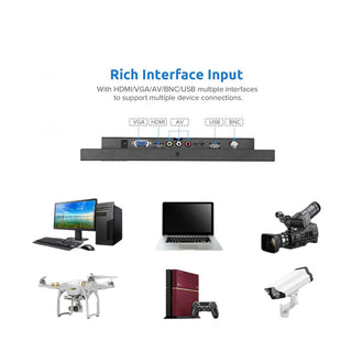 Monitor 13.3'' LCD HD HDMI VGA USB BNC 720p con telecomando