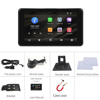 Monitor 7" CarPlay Bluetooth touchscreen con FM aux e slot TF card