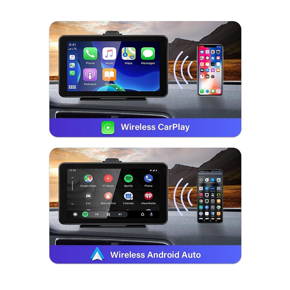 Monitor 7 pollici CarPlay Bluetooth per smartphone cellulare Ios e Android touchscreen autoradio FM uscita aux slot tf card