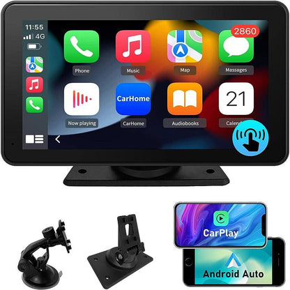 Monitor 7 pollici CarPlay Bluetooth per smartphone cellulare Ios e Android touchscreen autoradio FM uscita aux slot tf card